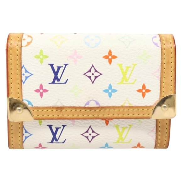 LOUIS VUITTON Multicolor Porte Monnaie Pla Purse White M92657 Auth 119244 - Picture 1 of 16